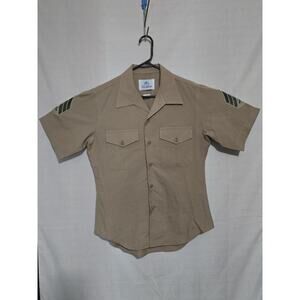 USGI Men's Khaki Service Shirt Short Sleeve Size 16 DSCP VGC Q56q